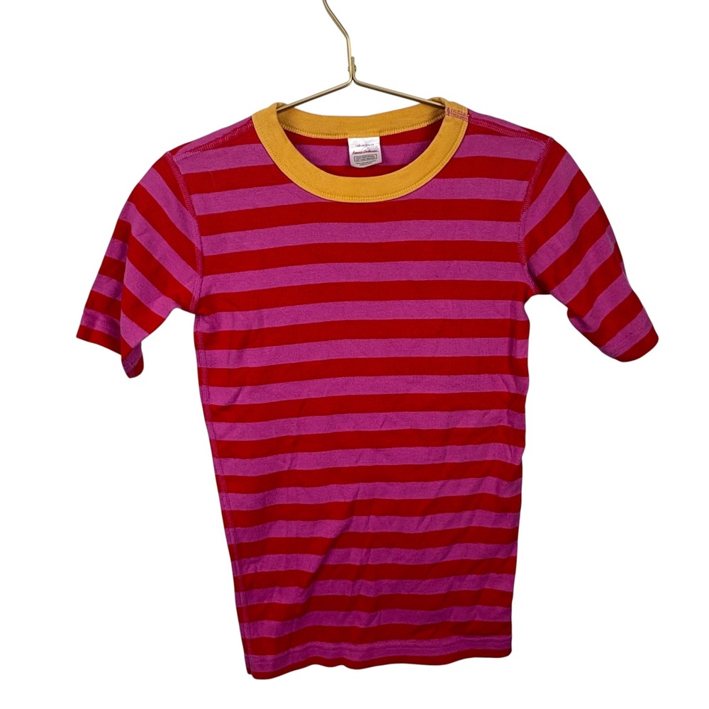 Hanna Andersson Kids Pink Red Striped Organic Cotton Pajama‎ Top Size 160  US 14
